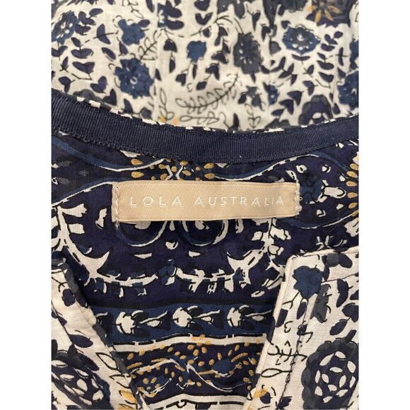 Lola Australia Floral Block Print Dress Size Medium 100% Cotton - Picture 7 of 8
